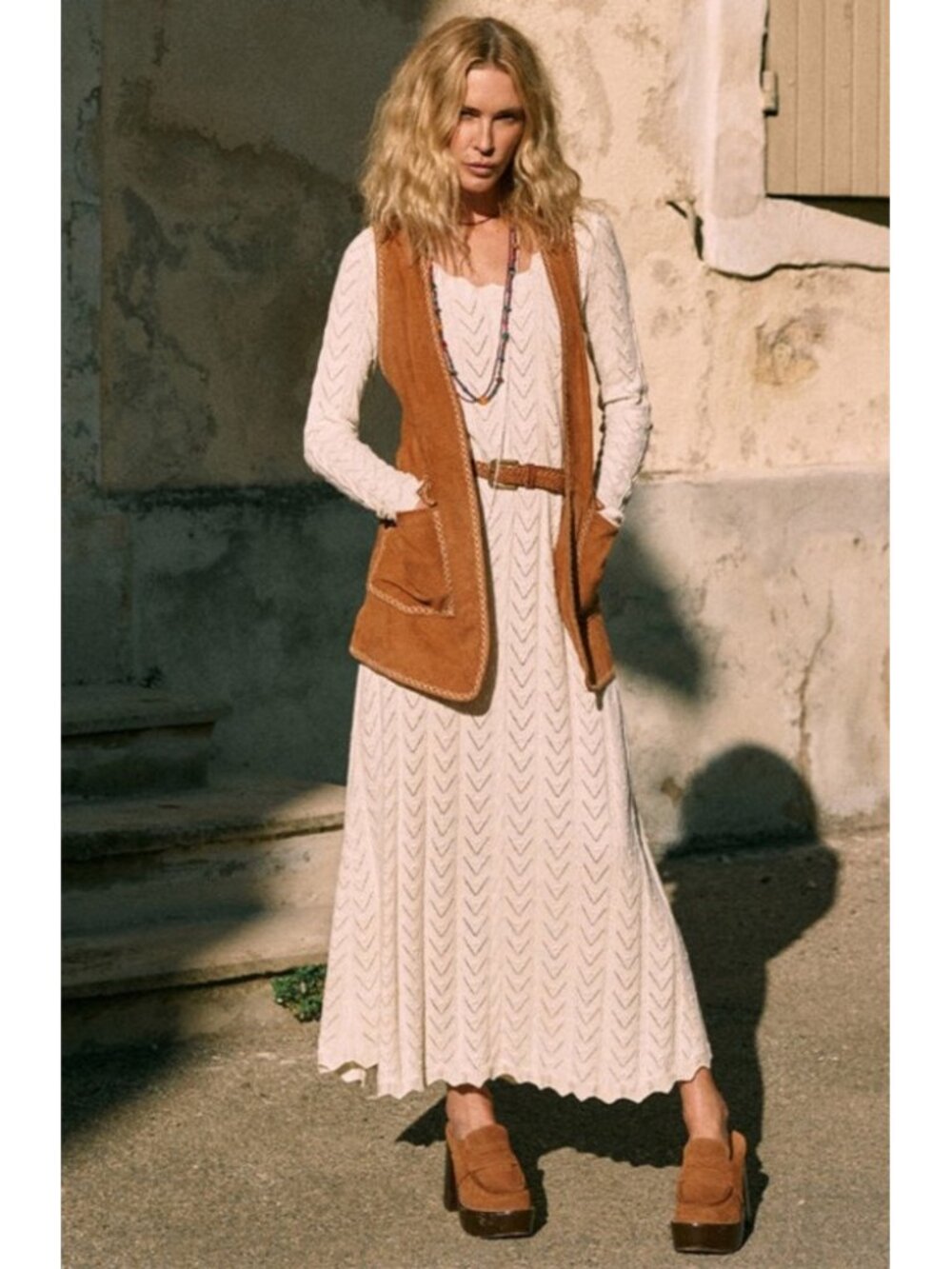 Spell Lou Lou pointelle knit gown maxi dress